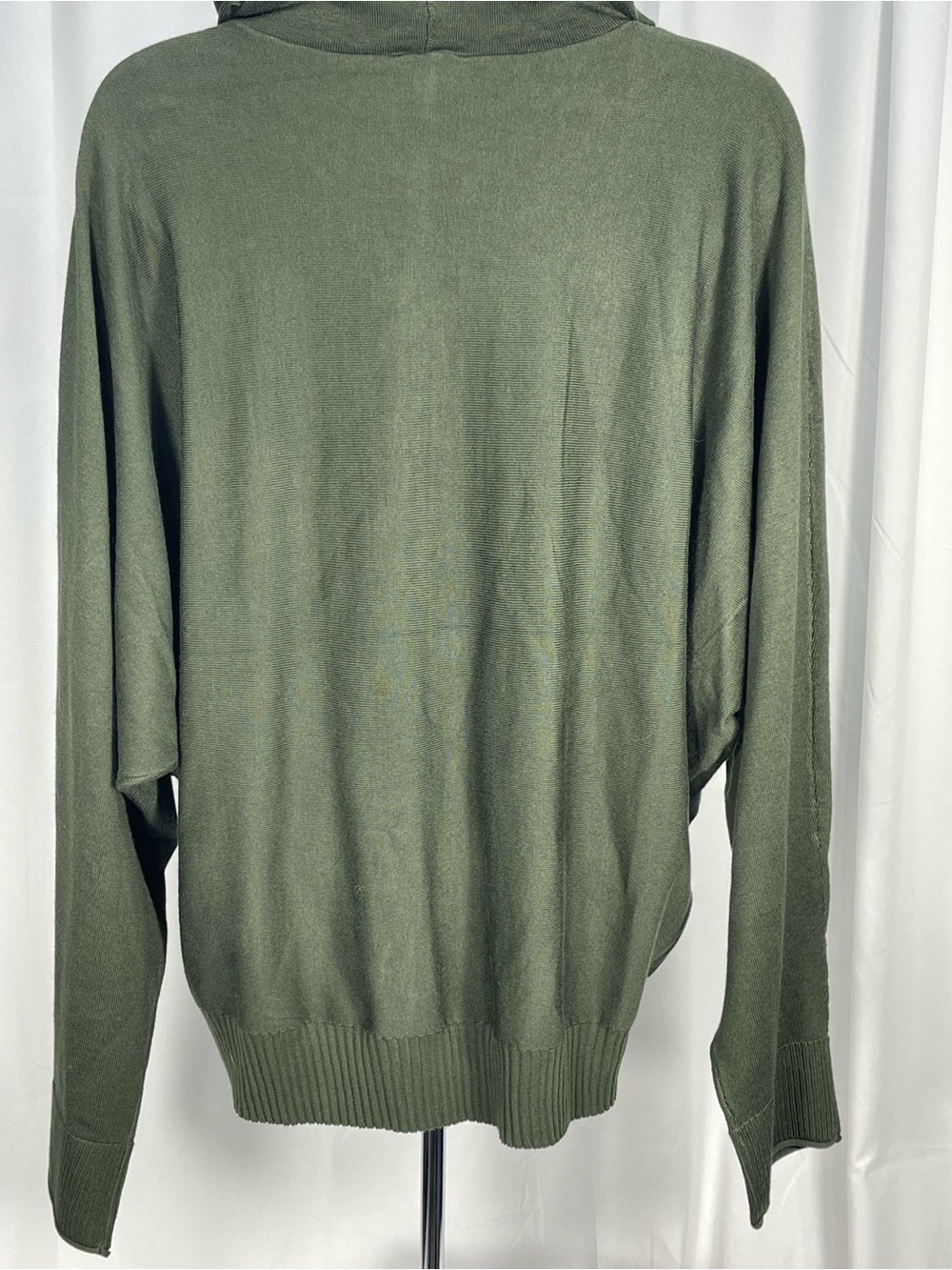 Cyrus Olive Green Crewneck Hooded Sweater w/batwing arms. Trendy versatile cute - Picture 6 of 10